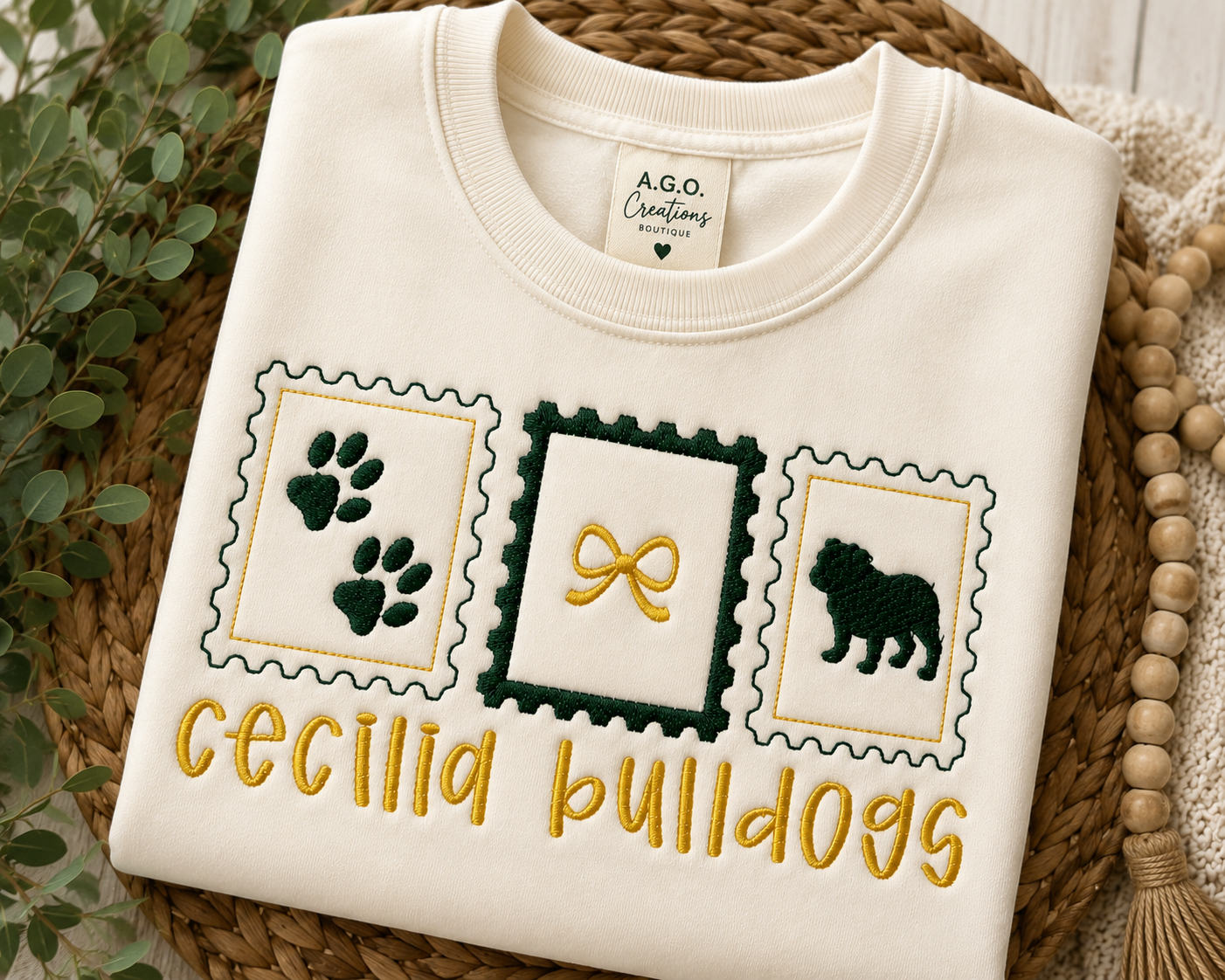 Cecilia Bulldog Stamp Embroidered Sweatshirt