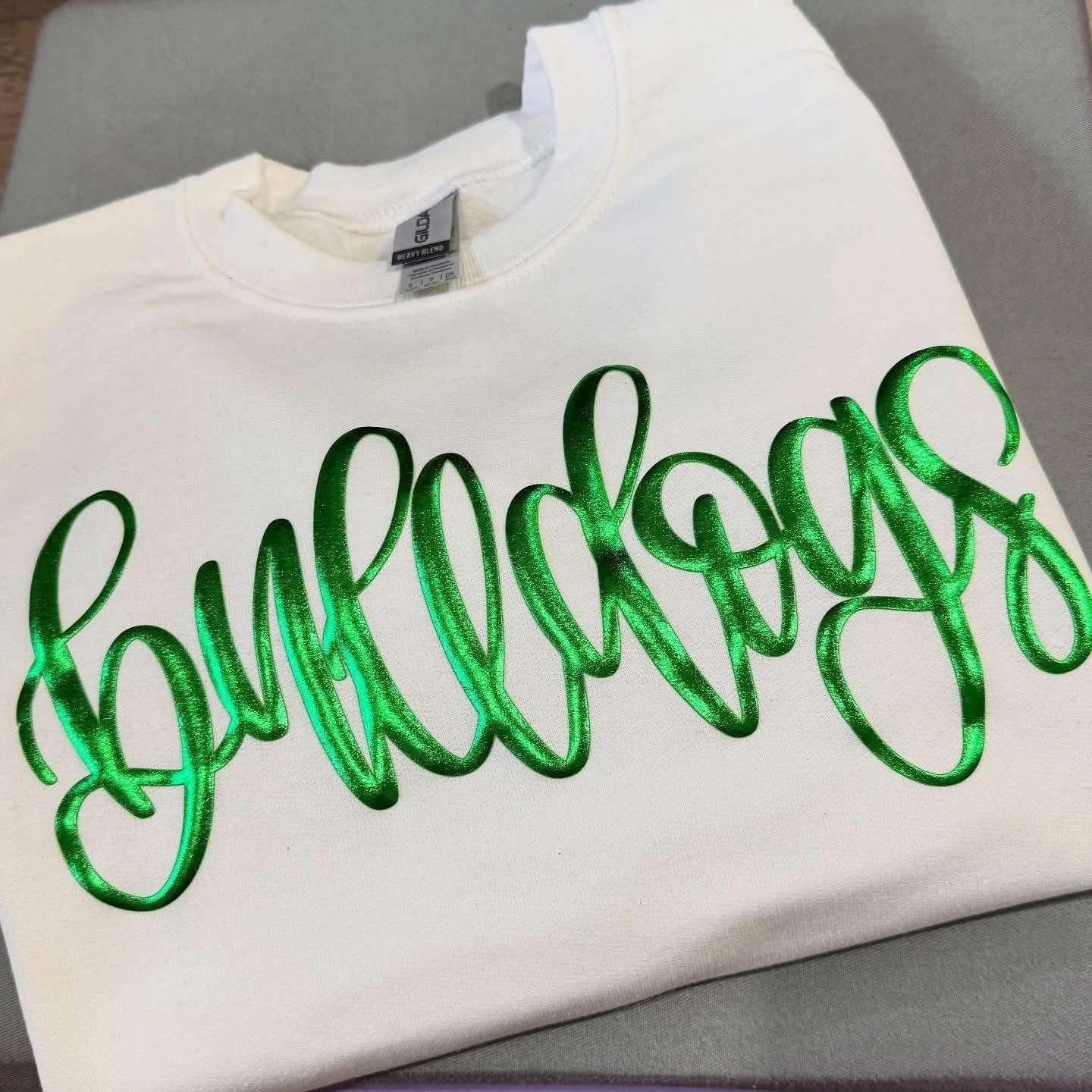 Bulldogs green metallic puff