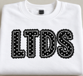 LTDS White Sweatshirt/T-shirt with Polka Dot Letters