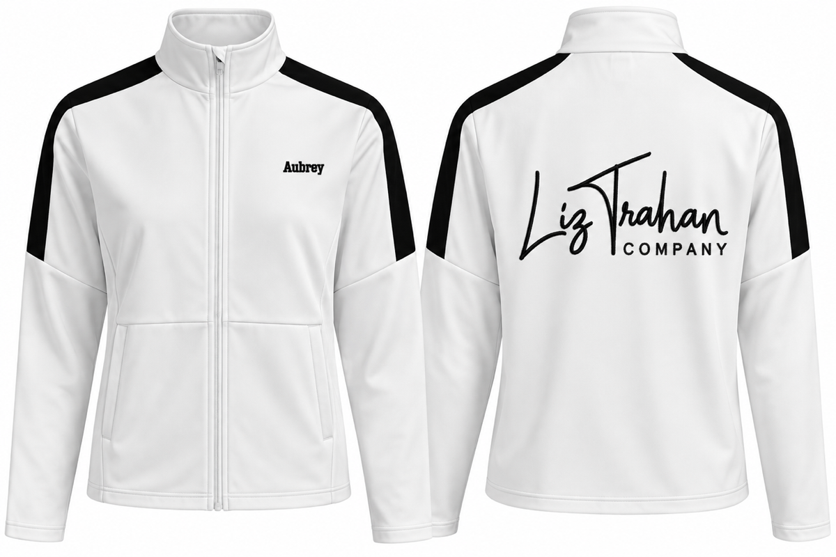 Liz Trahan Company White and Black Zip-Up Jacket